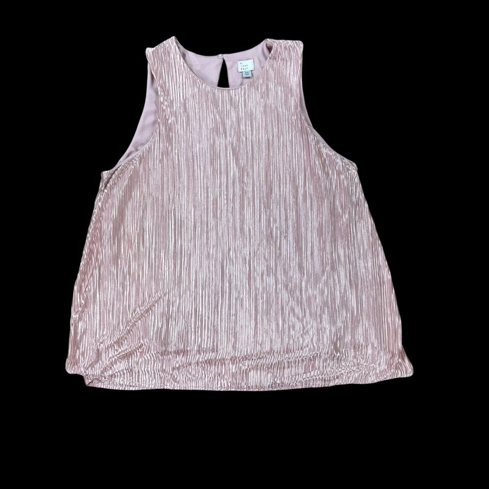Woman’s A New Day crinkle satin sleeveless blush pink top size XXL